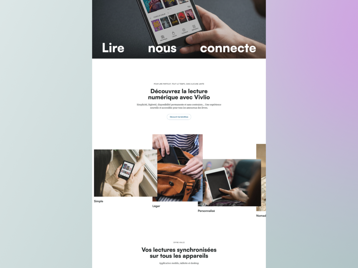 Page d'accueil du nouveau site institutionnel Vivlio