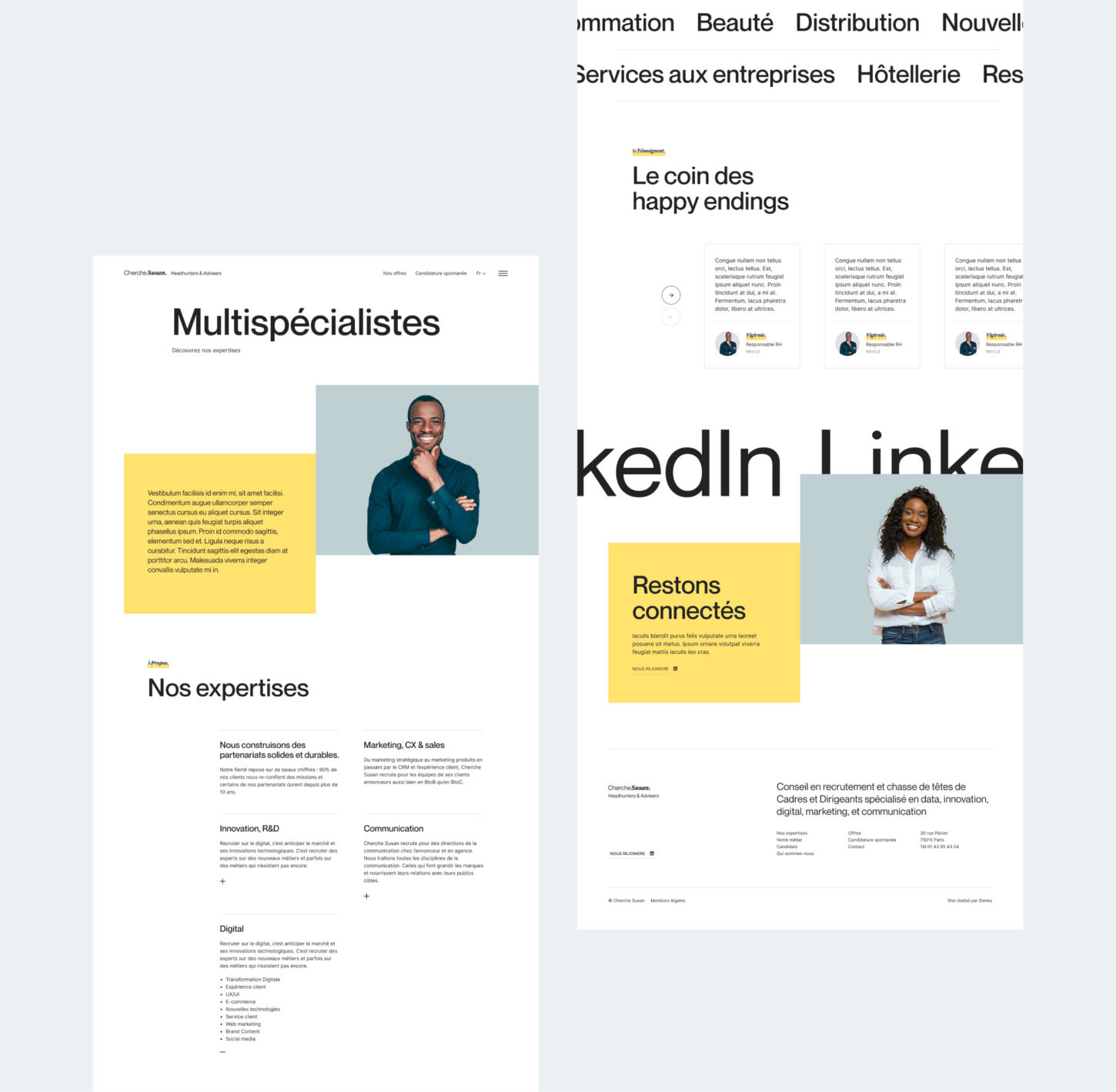 Création de l'identité visuelle et du site internet de Cherche Susan, cabinet de recrutement à Paris