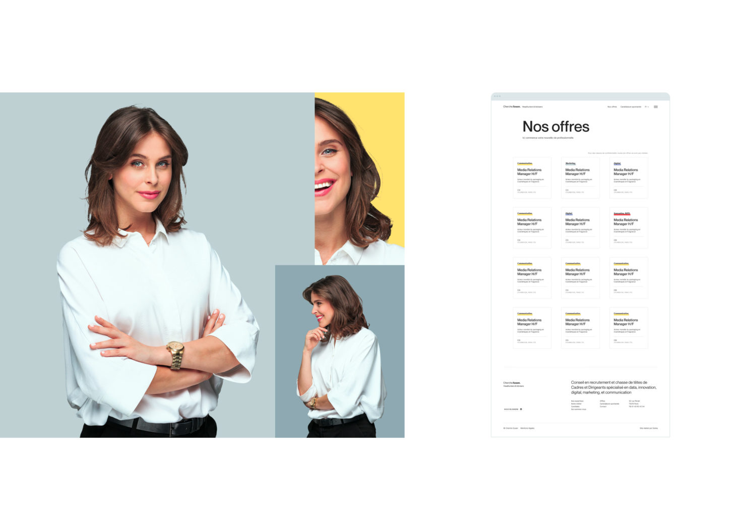 Création de l'identité visuelle et du site internet de Cherche Susan, cabinet de recrutement à Paris