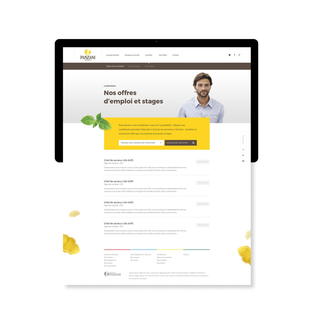 Site internet Wordpress - Panzani - Marque employeur